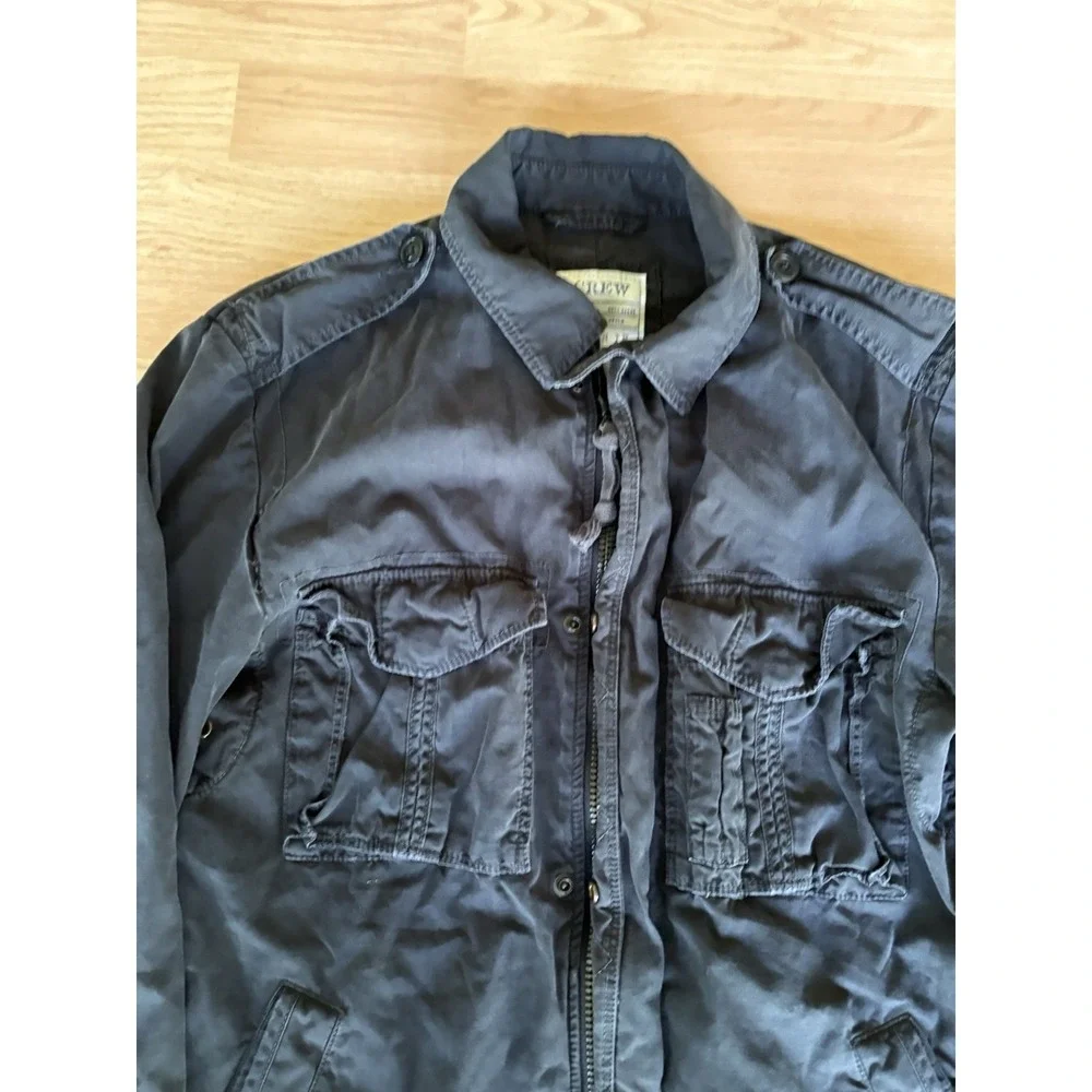 J Crew Mens Broken In Field Military Utility Coat Jacket Small Black Outdoors